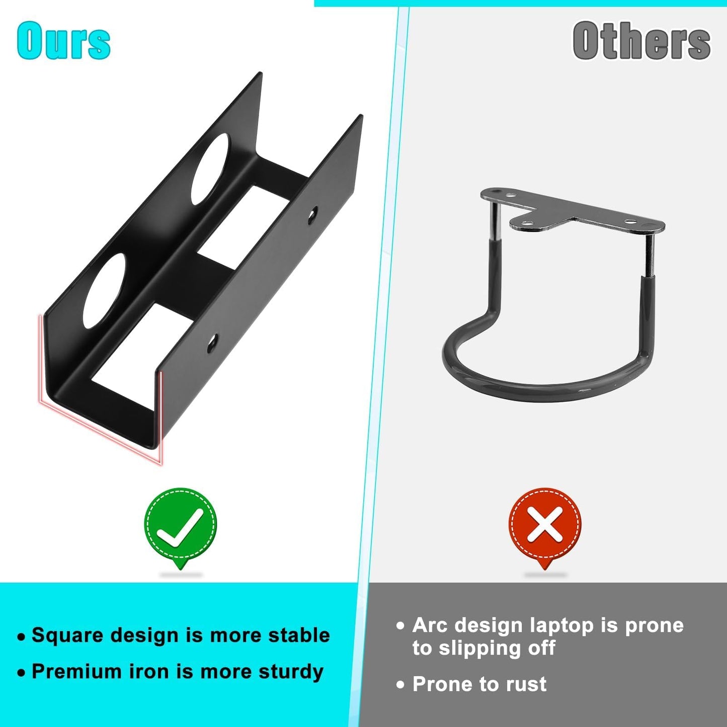 LEONTOOL Under Desk Laptop Mount and Shelf, Metal Under Desk Shelf Holder with Screws