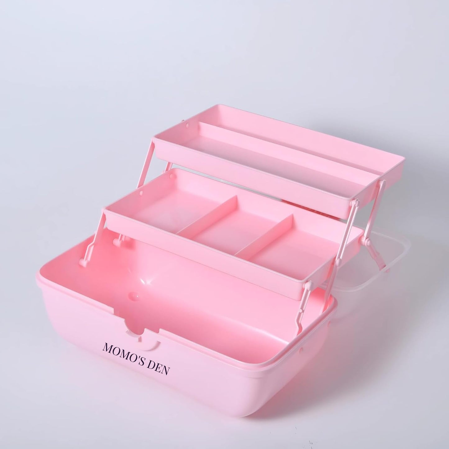 Momo's Den" 3-Layer Craft Storage Box with Handle – Multipurpose Organizer with Compartments for Crafts, Cosmetics, Sewing, Medicine & More