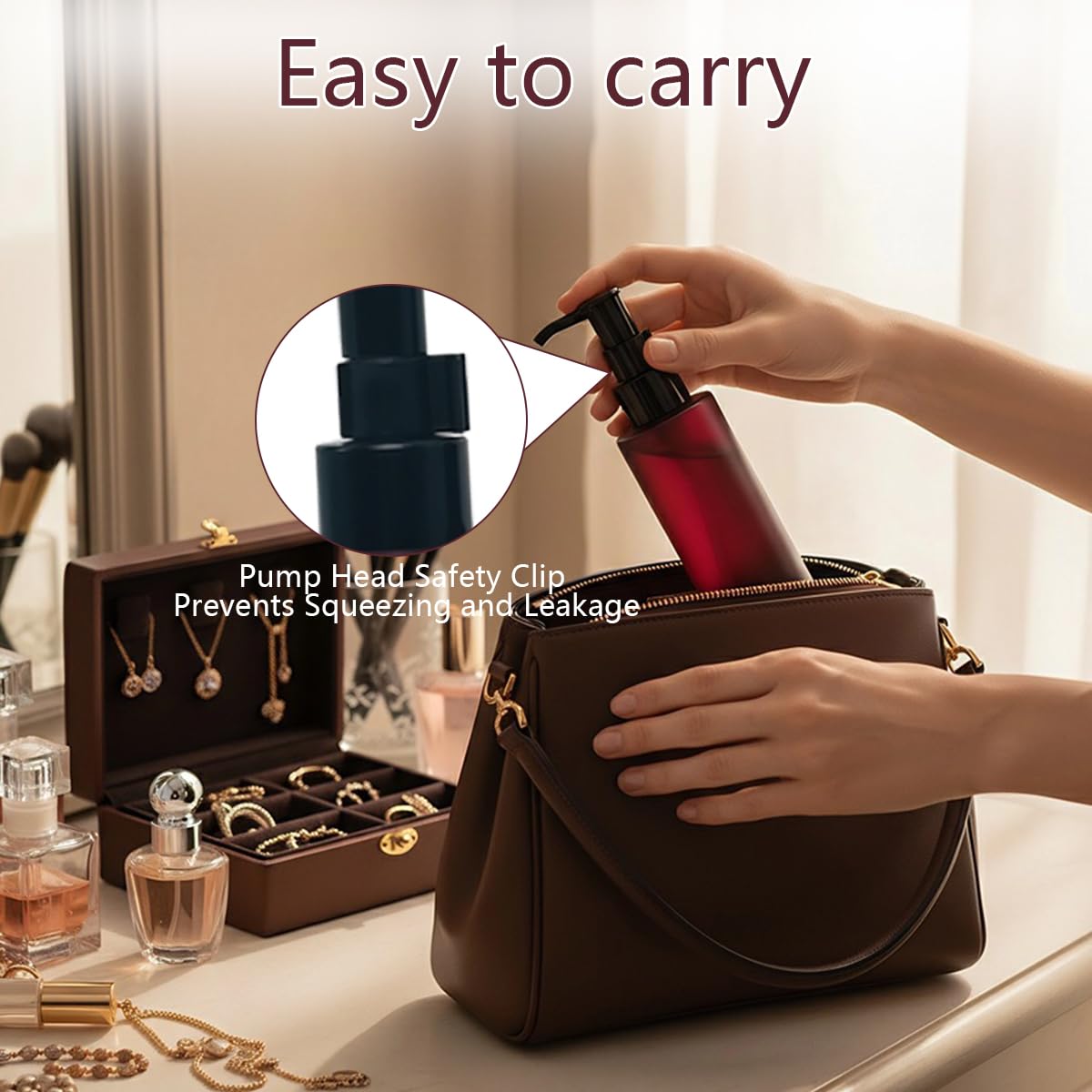 2PCS 100ml Amber Glass Bottles with Black Lotion Pumps Refillable Glass Liquid Soap Cream Dispenser Pump Bottles Containers for Bathroom