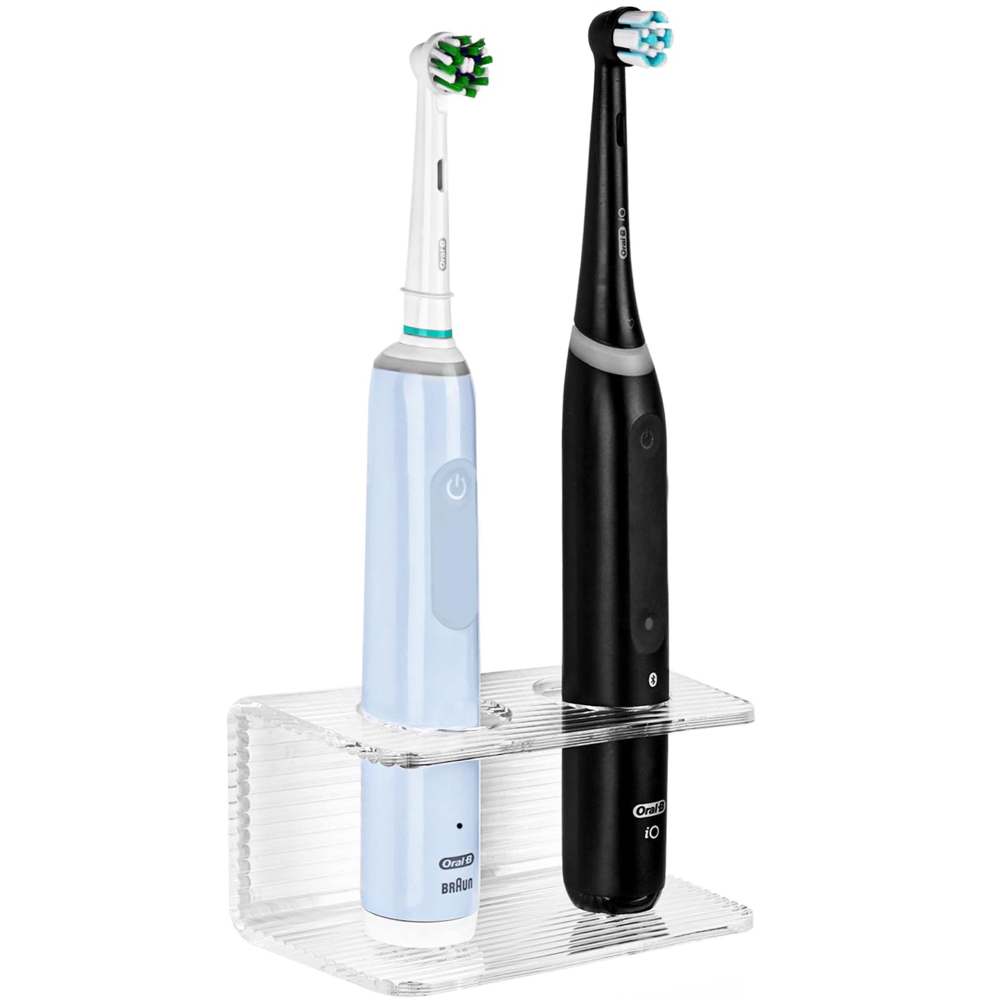 Linkidea Wall Mount Electric Toothbrush Holder for Bathroom, Acrylic Power Toothbrush Hanger, Self Adhesive Organizer Compatible with Oral-B iO