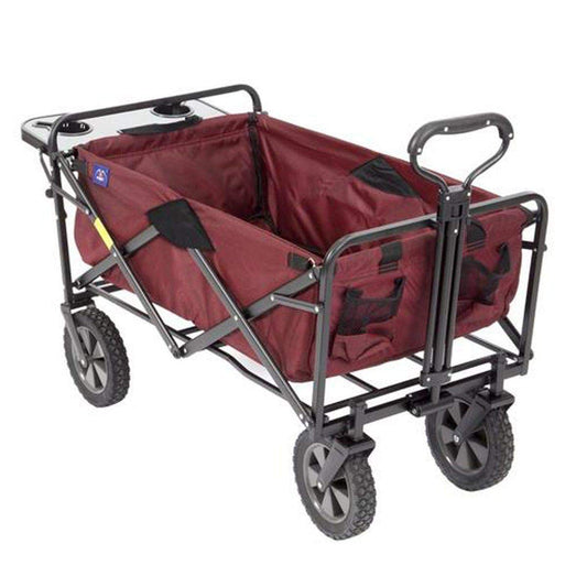MacSports Mac Sports-Folding Wagon With Table, Maroon, Steel