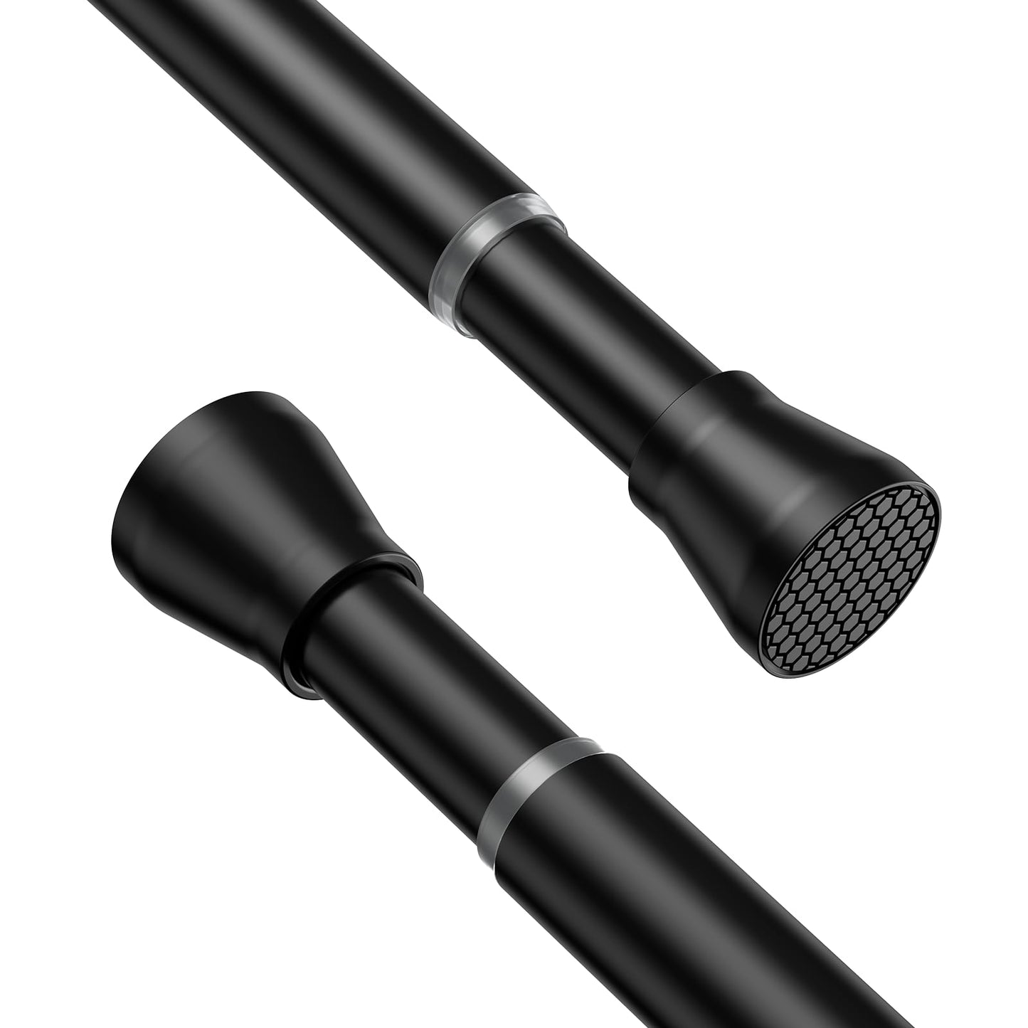 Shower Curtain Pole 70-130cm Shower Curtain Rail Non-Slip Black Extendable Curtain Poles No Drilling Shower Curtain Rod Non-Rust for
