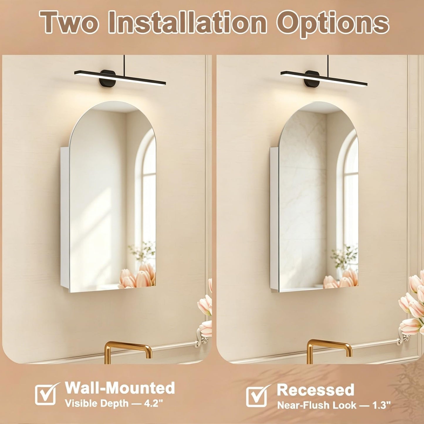 Ymahizax Arch Bathroom Mirror Cabinet
