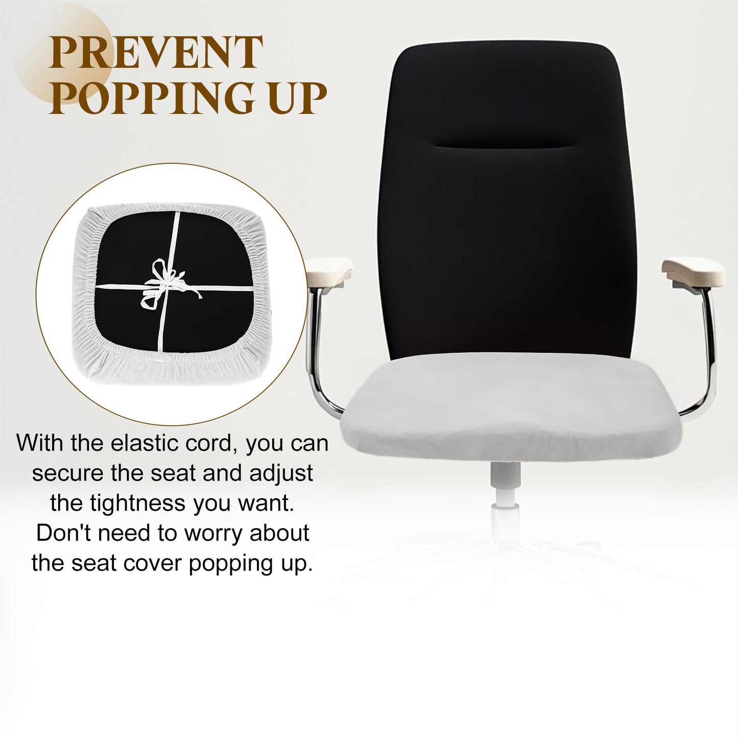 sourcing map Office Chair Cover, Stretchable Soft Rotating Chair Slipcover Washable Desk Computer Seat Cover Protector for Office Home, L(45-48cm)