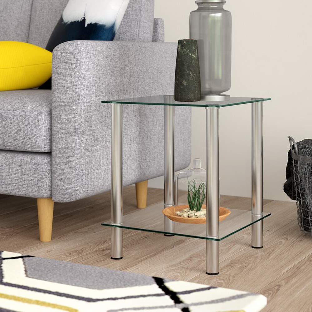 ASPECT Matrix 2-Tier Clear Glass Shelving Rack/Side End table