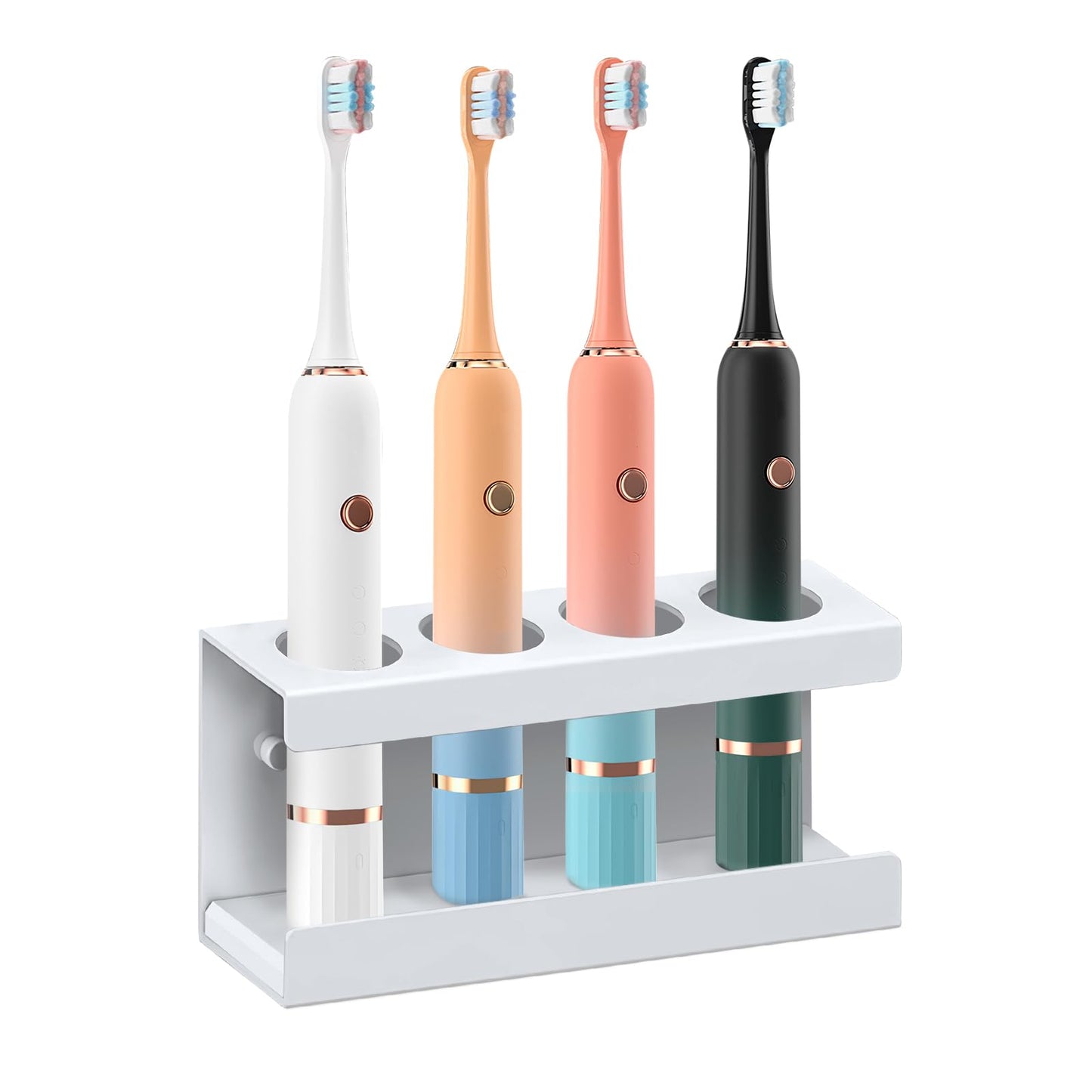 Minicoco Electric Toothbrush Holder Wall Mounted White Toothbrush Holders for Bathroom 4 Slots Electric Toothbrush Stand with Diatomite Dish?Suitable