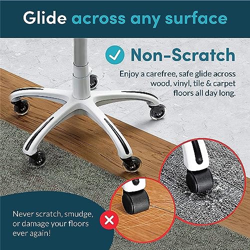 Office Chair Wheels Replacement Rubber Chair casters for ALL Floors Including Hardwood Floors, Office Chair Castors for Home and Office Chairs to Replace Office Chair mats, 11x22mm, Clear (NOT 1KEA)