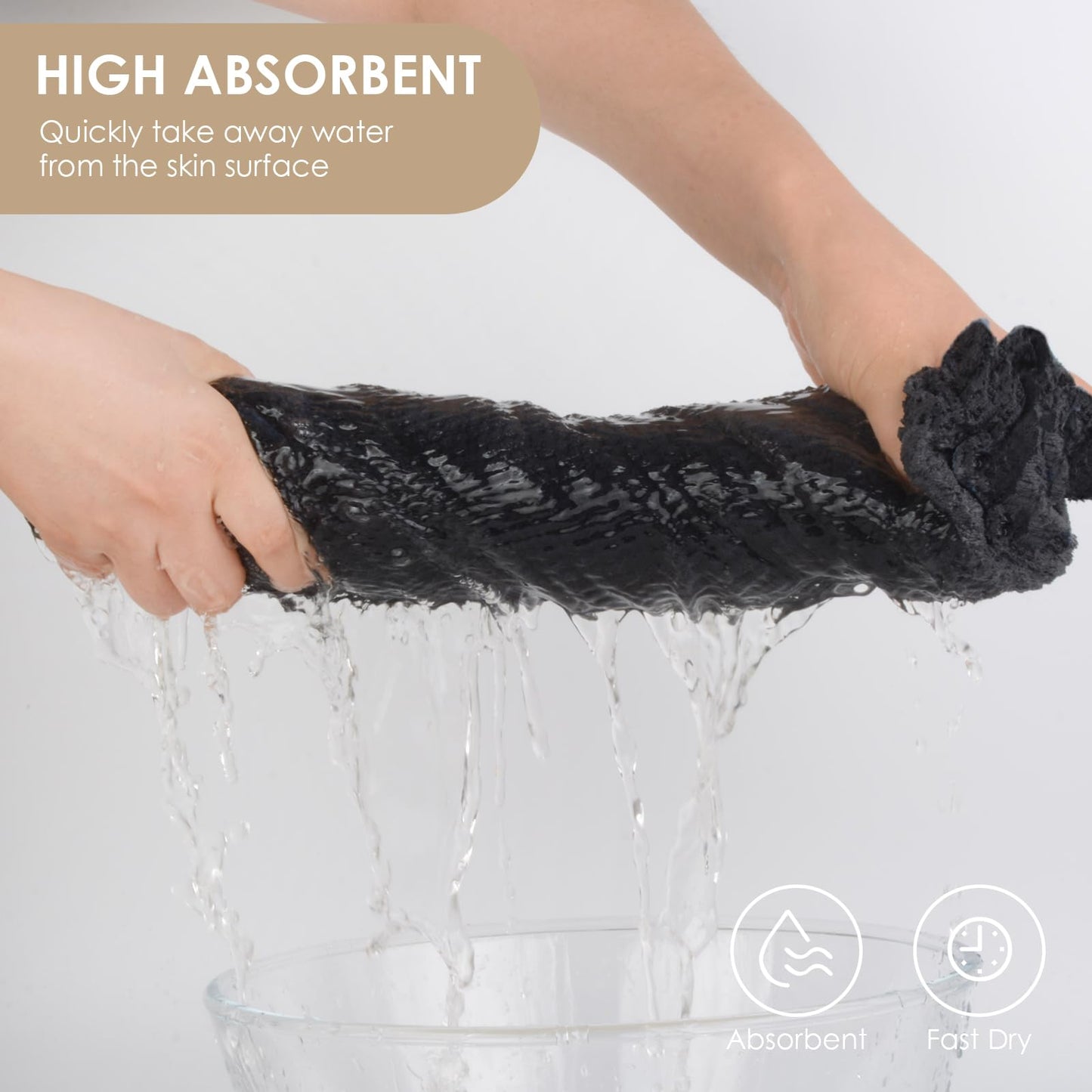 VIVOTE Waffle Weave Microfiber Hand Towels with Hanging Loop Dark Grey
