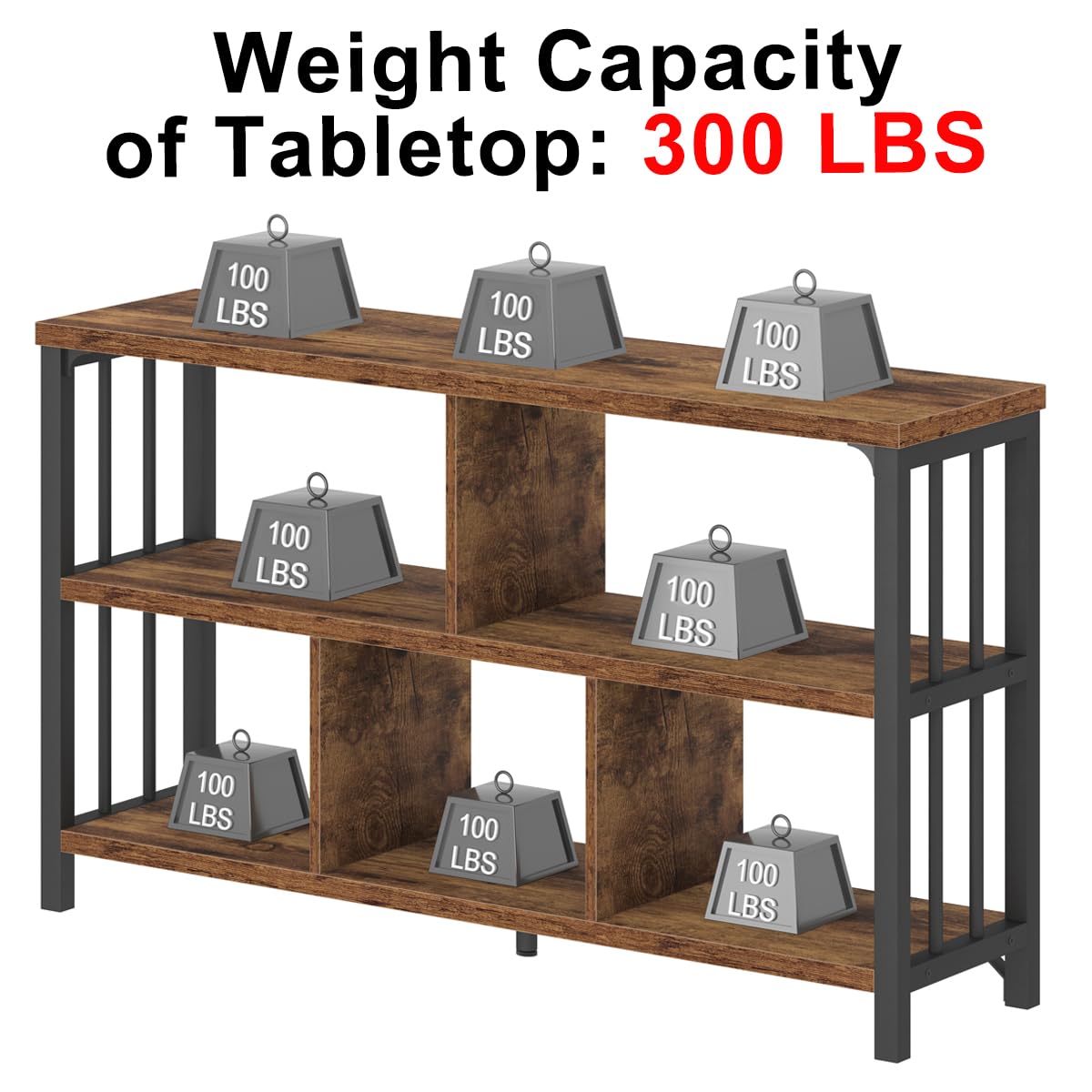 IBF 5 Cube Storage Organizer Bookshelf Low Bookcase 120cm Rustic Brown