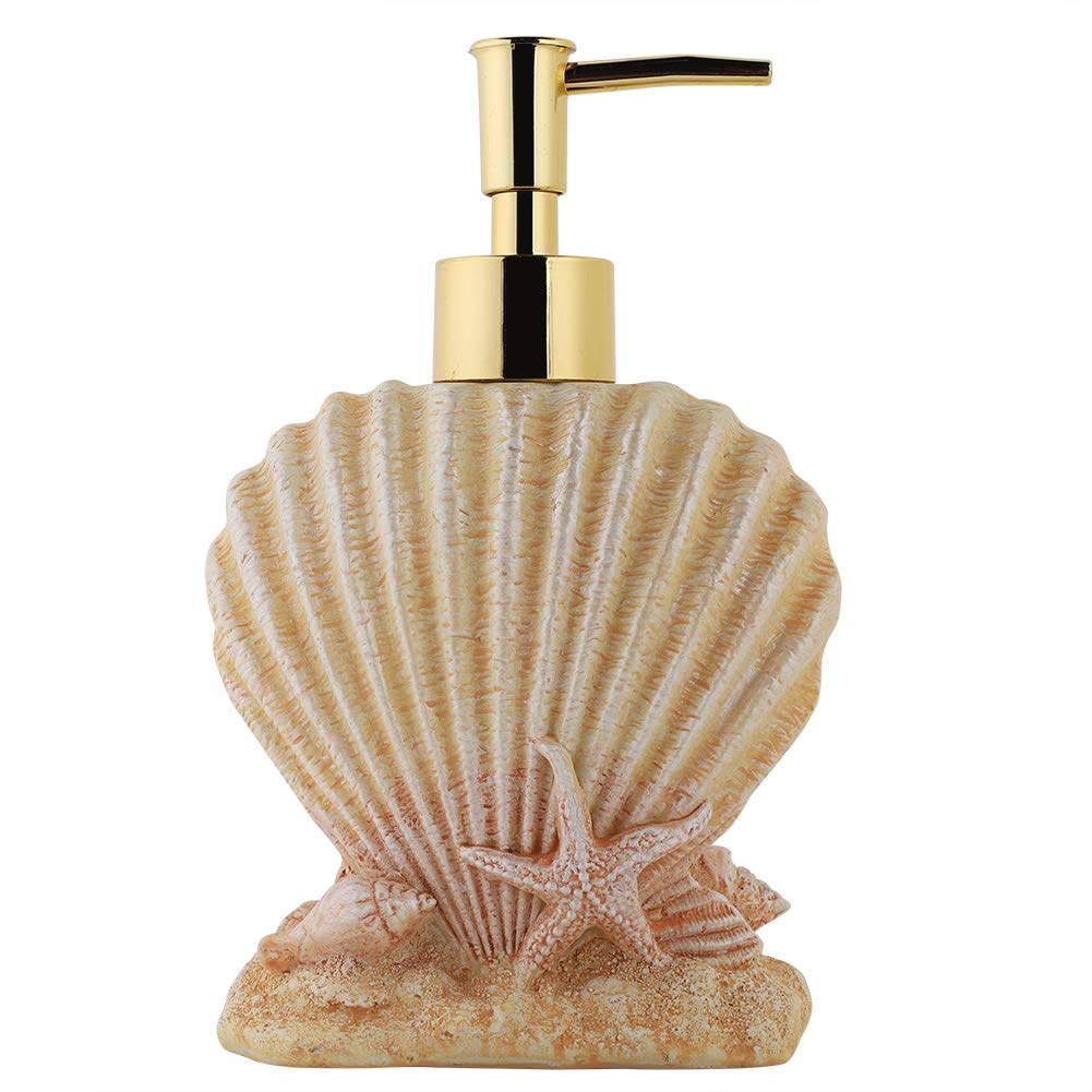 300ml Hotel Soap Gel Liquid Lotion Hand Press Bottle,Resin Material, Electroplating Press Head, Shell Shape Design for Bathroom