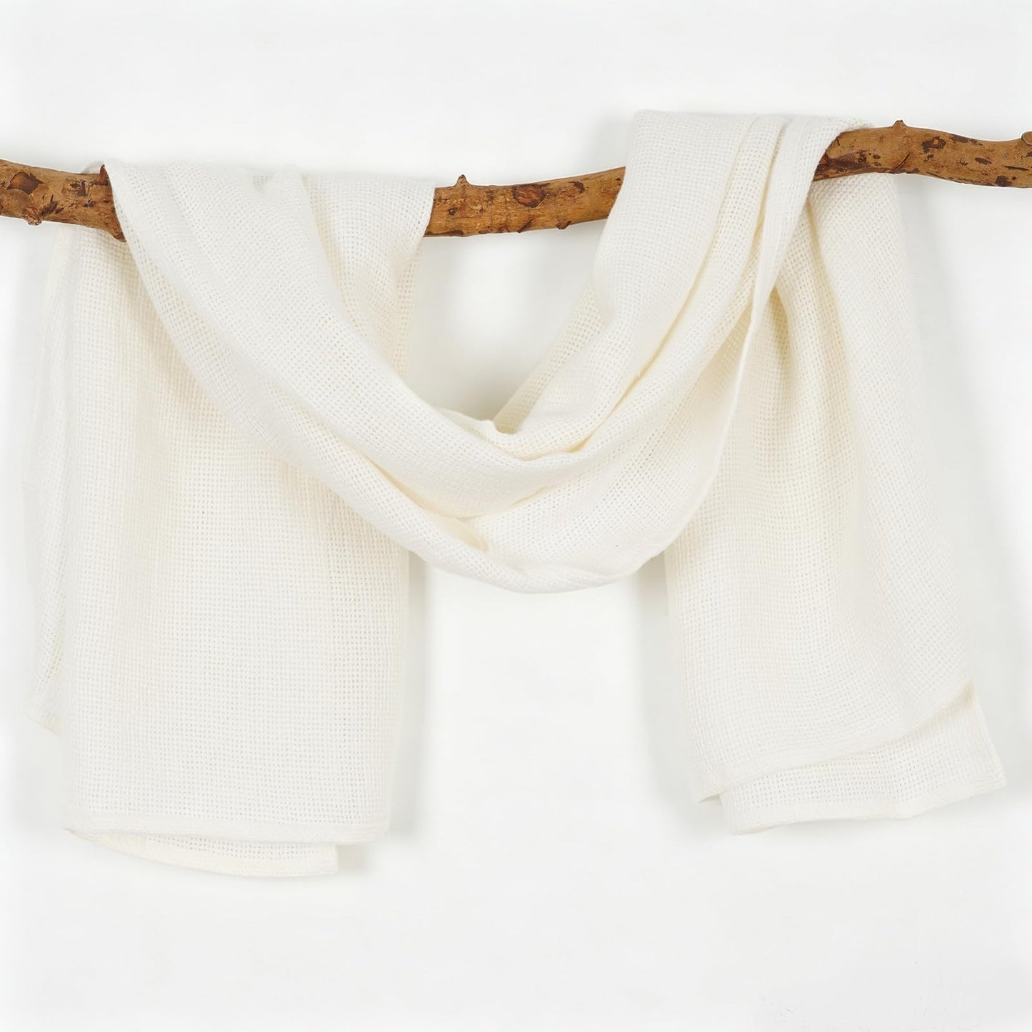HSOFTIFY 100% Pure Linen Bath Towel with Hanging Loop for Bathroom, White