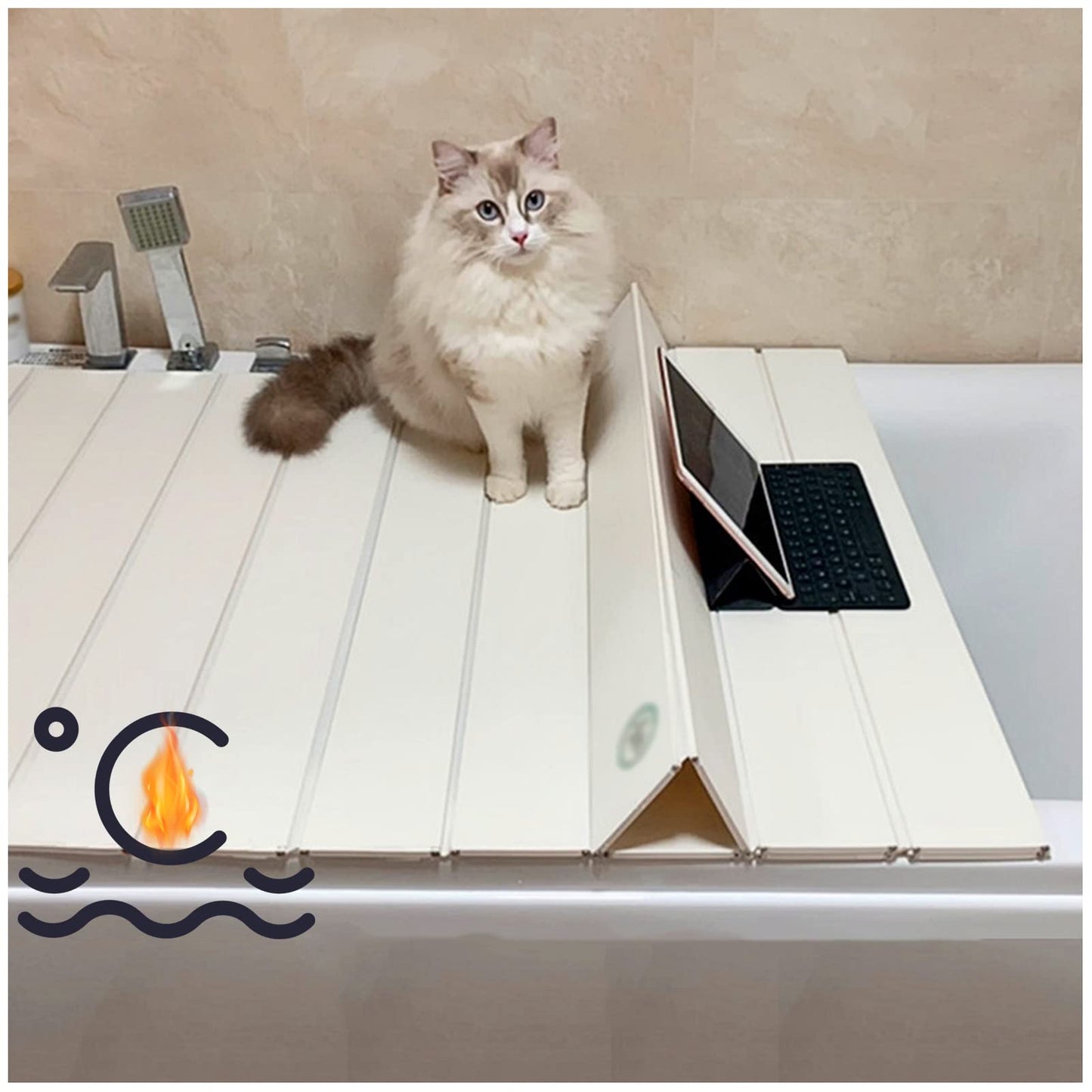 Foldable Bath Cover, 170X70X0.7cm Bathtub Cover, PVC Bath Tub Tray Insulation Covers Lid, Bathroom Dust Board for Home Hotel Spa