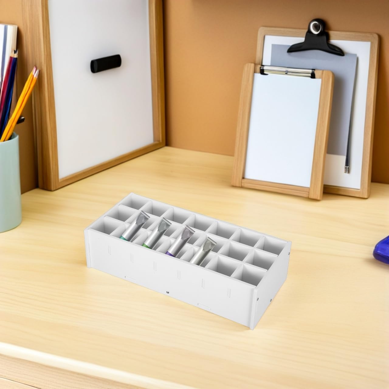 Holibanna Paint Organiser 21-Slot Paint Bottle Storage Rack Desktop Pigment Bottle Holder for Paints Inks and Watercolours 13.50 X 6.30 X 3.50 in