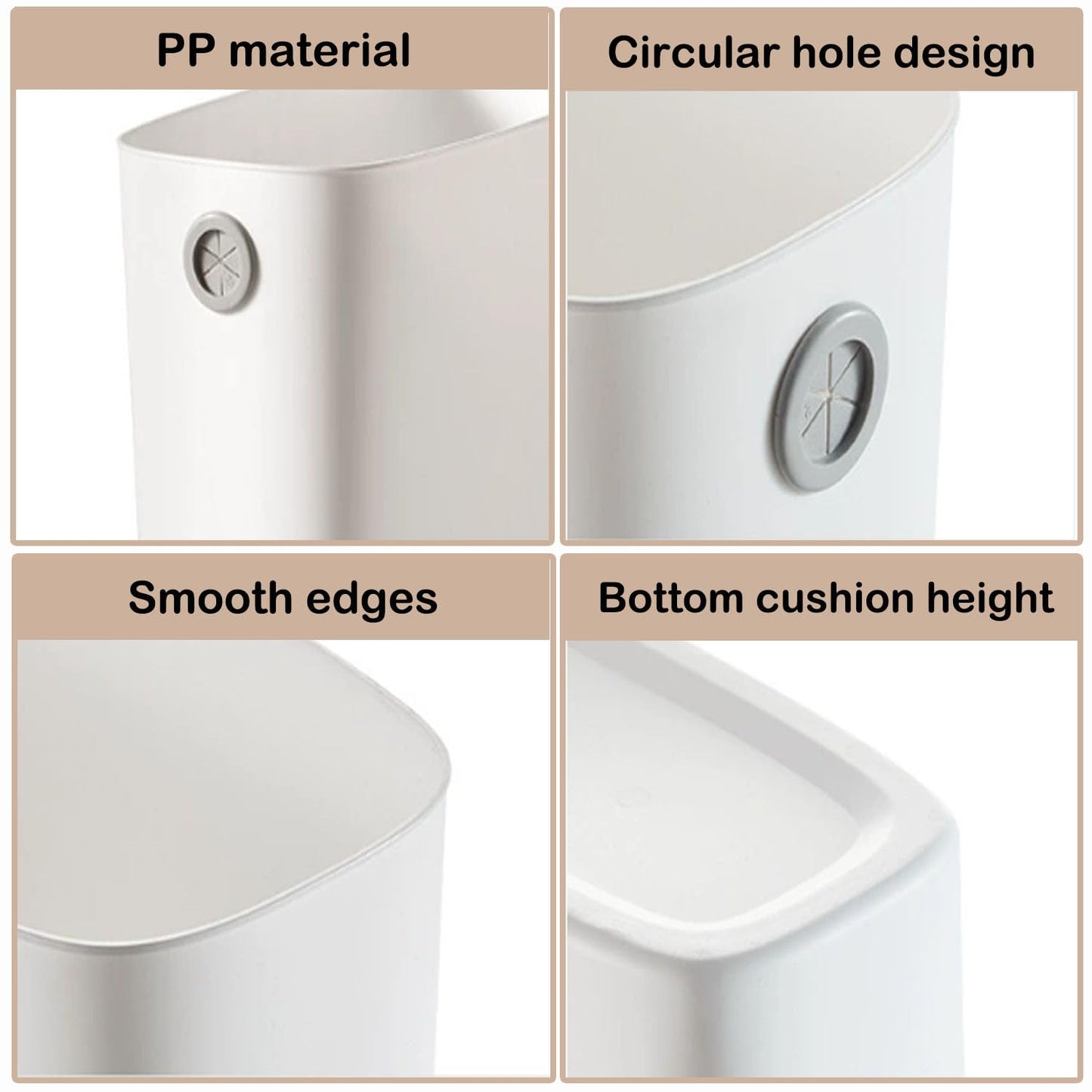 Chiziyixin 10L Open Top Bathroom Bin, Reusable Slim Bedroom Bin, Small Narrow Trash Can Plastic Garbage Container Wastebasket for Bathroom, Bedroom