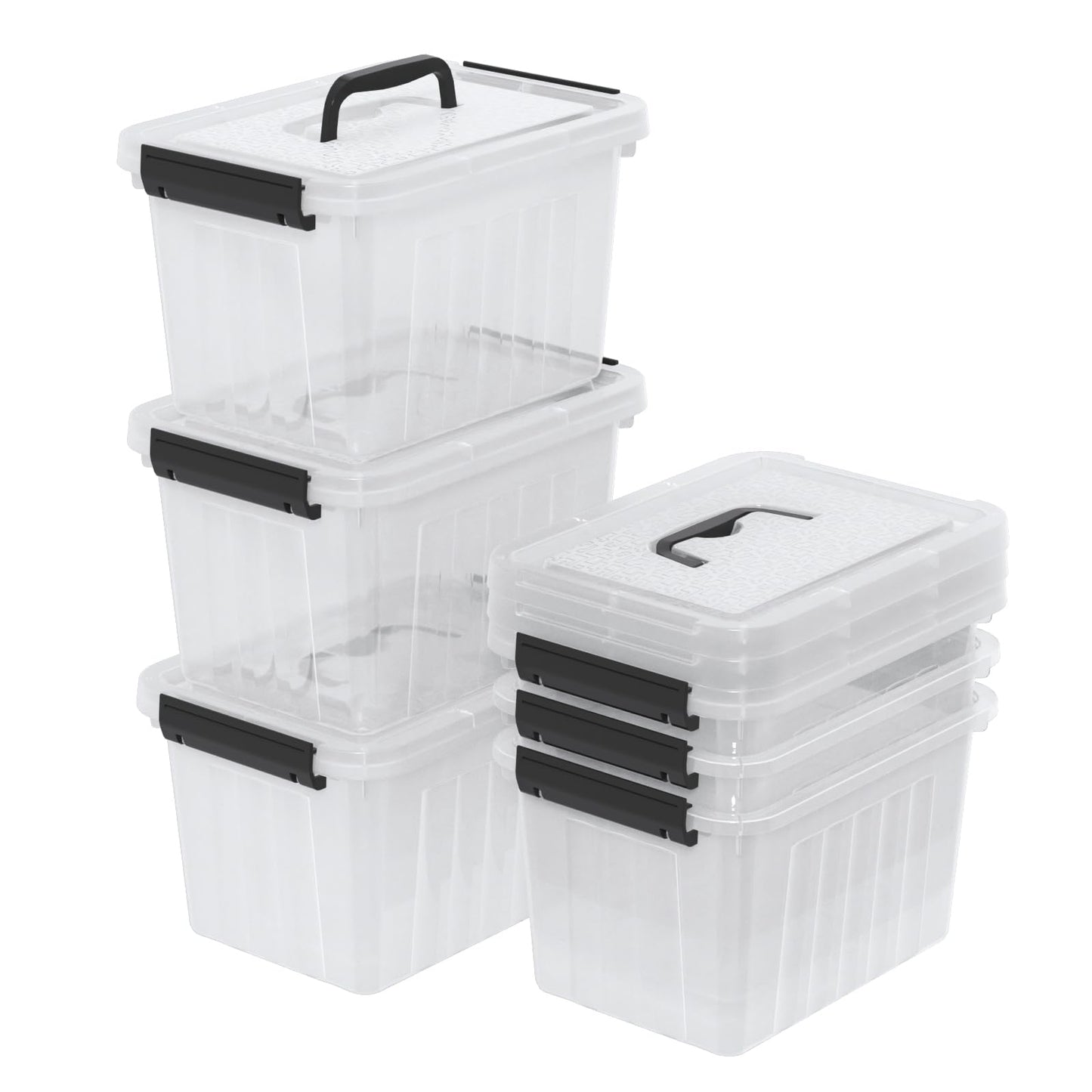 Vadidiya 6 L Plastic Storage Boxes With Lids Small Stackable Container