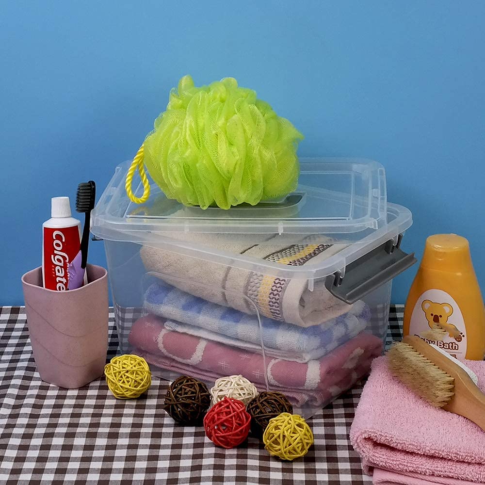 Bringer Set of 6 Clear Plastic Storage Box, 5 L Storage Latch Boxes
