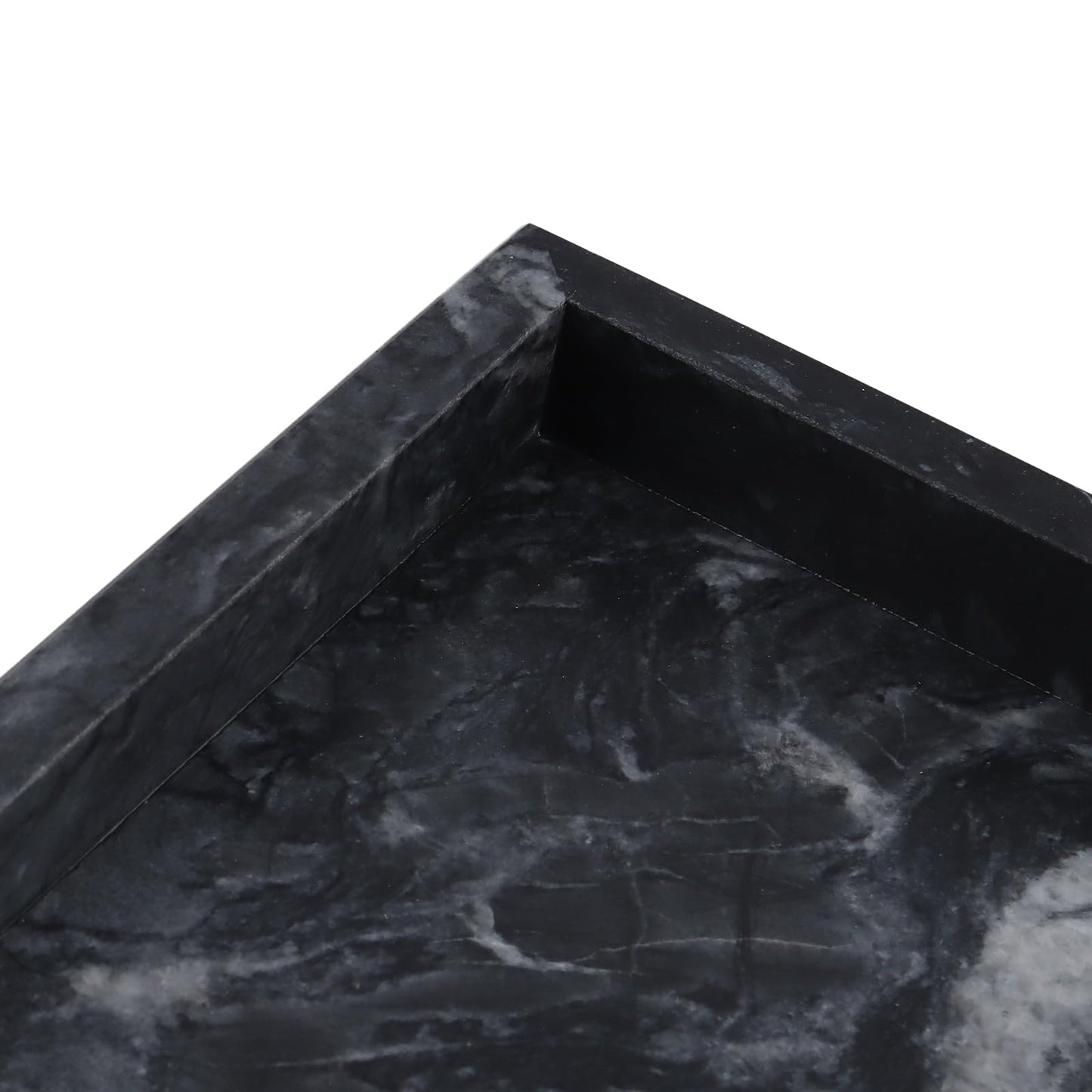 LEXININ 2 Pcs Grey Rectangle Marble Bathroom Tray, 30 x 20cm Marble Decorative Storage Tray for Kitchen, Countertop