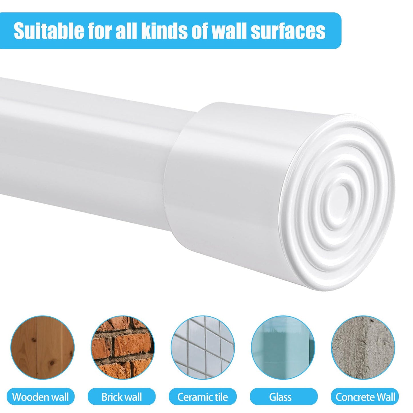 2 Piece Shower Rod Without Drill Stainless Steel Curtain Rod Holder Extendable Curtain Rod