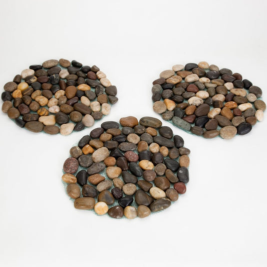 Bits and Pieces - 12? Riverstone Round Stepping Stones - Set of Three (3) - Yard Decorations - Decorative Garden Stones