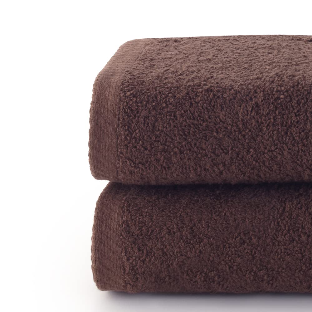 Top Towel - Plus - Large Bath Towels - Bathroom Towels - 2 Hand or Sink Towels - 50 x 100 cm - 100% Cotton - Brown
