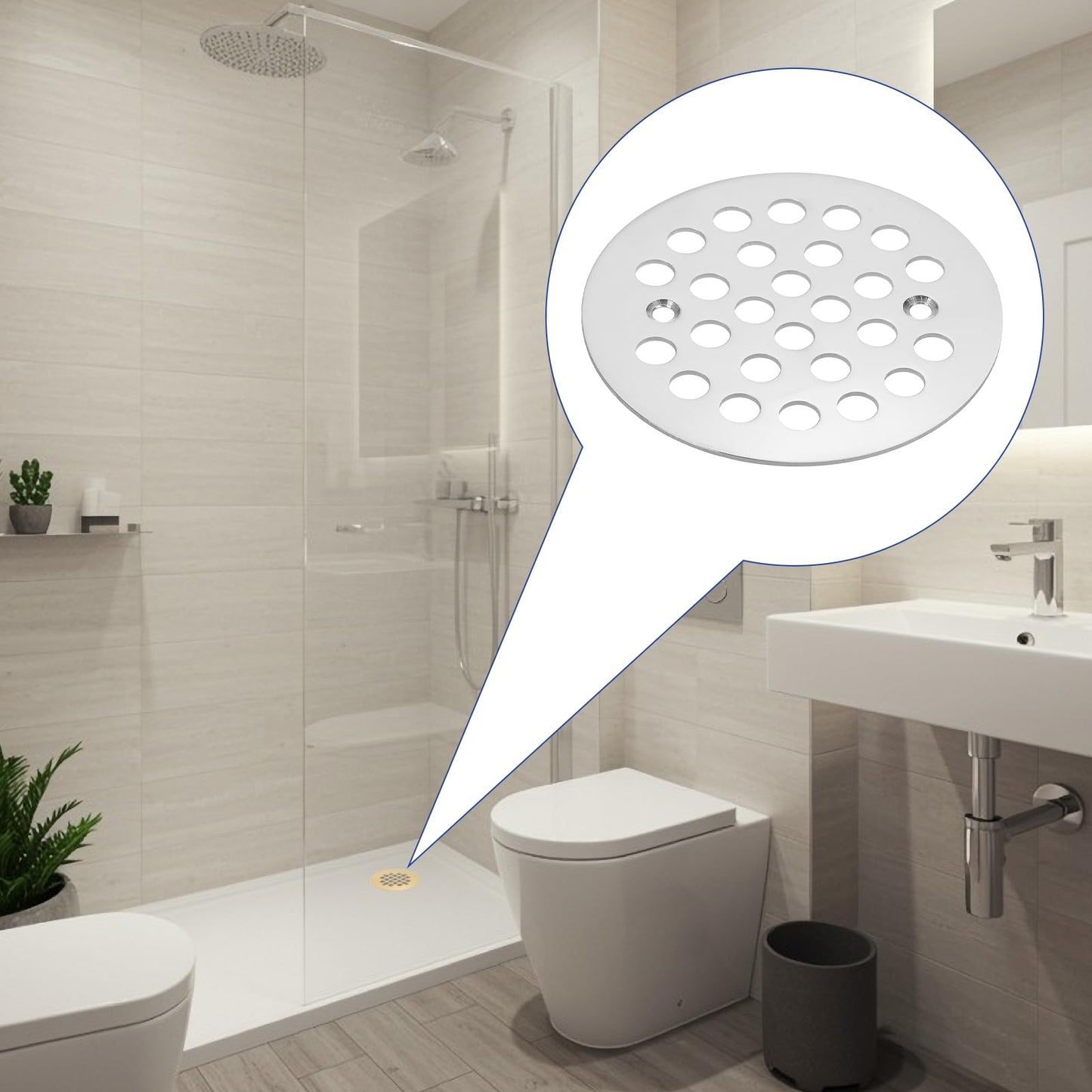 PATIKIL Shower Strainer Drain Trim Set 4-1/4", 1 Pcs 304 Stainless Steel Round Screw-in Shower Strainer Drain Cover with Screw for Bathroom Floor