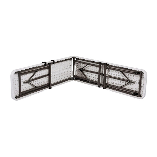 Home Source Pair of Folding Benches, Camping Party Picnic BBQ Stall Garden Indoor Outdoor, Metal Frame, White, 6ft