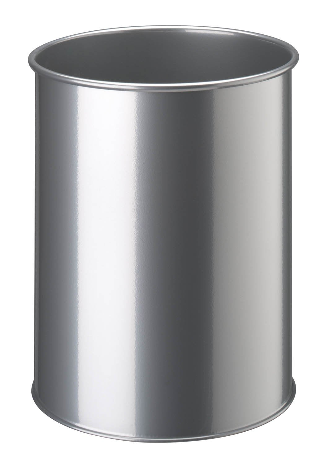 Durable Metal Round Waste Bin Silver - 15 Litre Capacity - Made from Scratch Resistant Steel - Small Bin for Bedrooms, Offices, Bathrooms, etc.