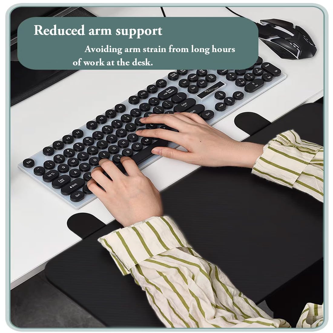 ybaymy Foldable Keyboard Tray 75 x 25Cm Desk Extender Tray Punch-Free Clamp on Ergonomic Mouse Keyboard Platform Extender, Computer Elbow Arm Support