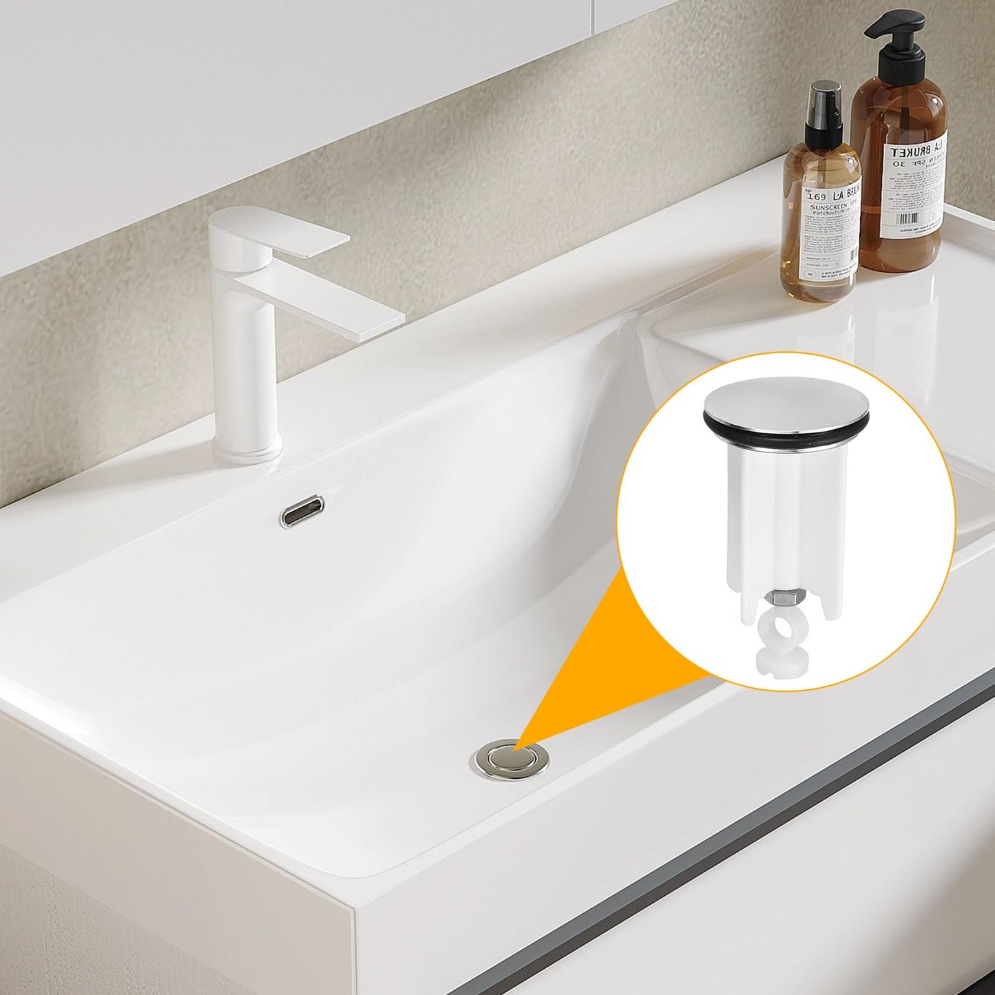 2 Pcs Universal Sink Plug Bathroom Kitchen Pop Up Sink Plugs, 40mm Height Adjustable Pop Up Basin Plug Replacement