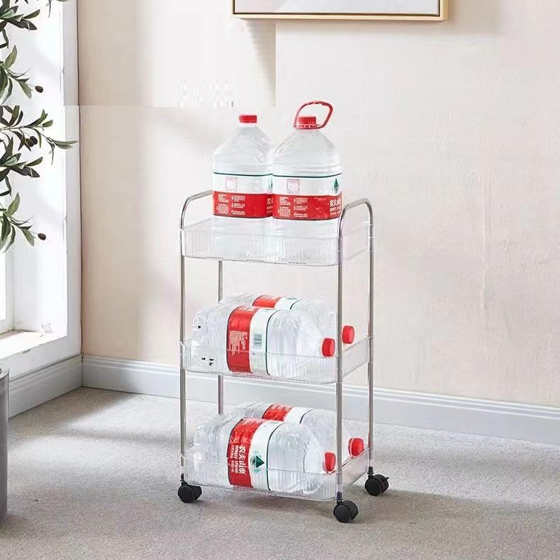 Multibao 2/3/4 Tier Storage Trolley on Wheels - Acrylic Shelf Cart for Bathroom, Spa, Salon Beauty 3 Tier 40 * 28.5 * 69.7cm