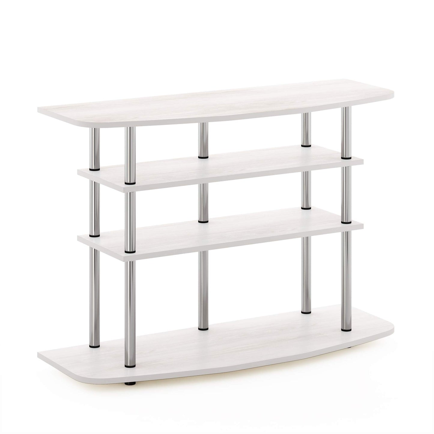Furinno TURN-N-TUBE TV Stand, 4-Tier Entertainment Center, TV Console for TV up to 46 Inch, for Living Room, Bedroom, White Oak