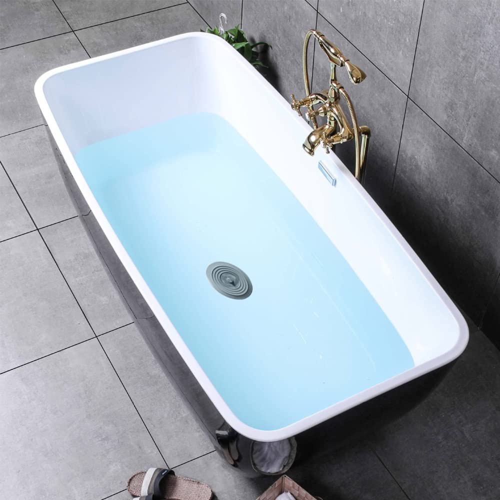 BOSOIRSOU 3-Pack 6-Inch Silicone Bathtub Stopper Drain Plug Hair Stopper in White, Blue, Gray