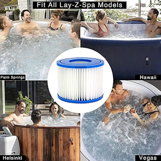 Mallez Hot Tub Filter, Replacement Filter Cartridge for Bestway Filter Size VI, for All Lay-Z-Spa Models - Paris Miami Vegas Monaco Palm Spring Cancun Helsinki etc.