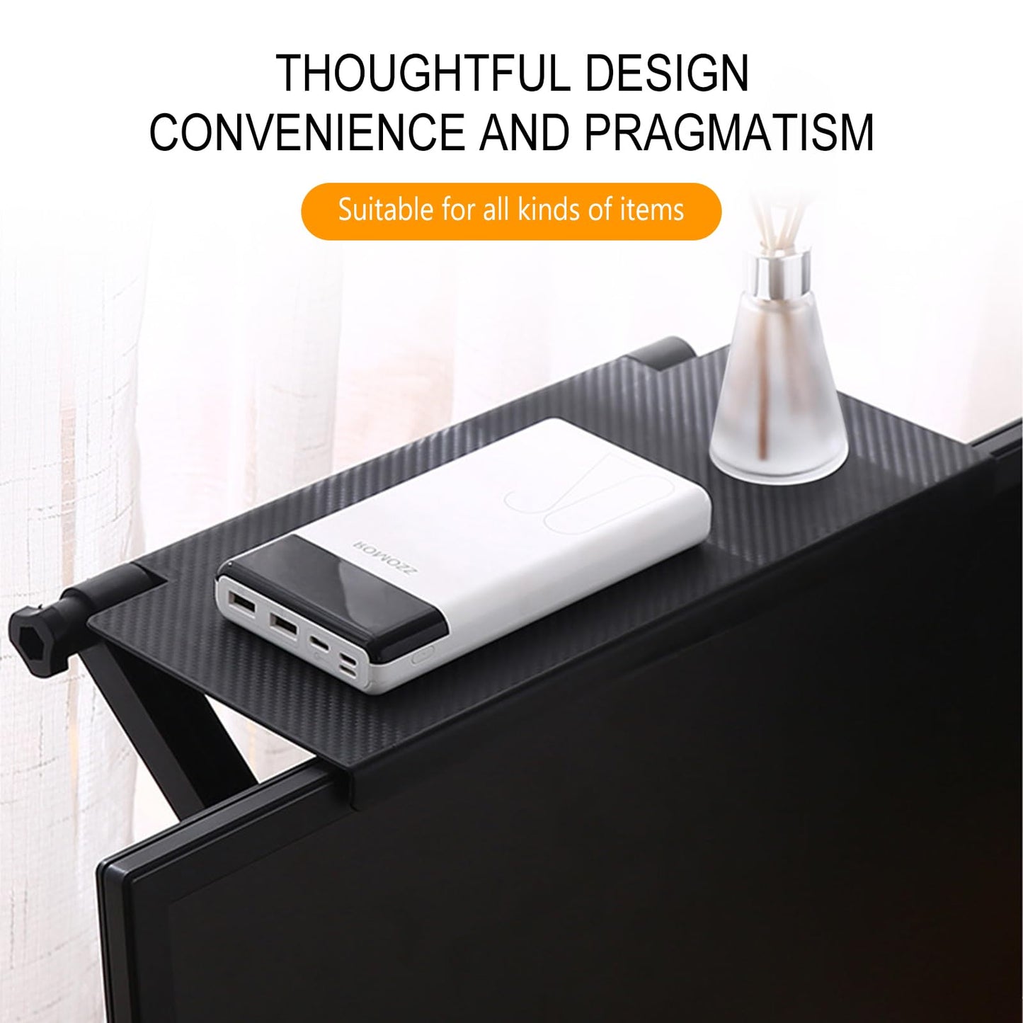 TV Top shelf 4-Piece Adjustable Screen Top Shelf for TV, Computer Monitor, Speakers, Media Boxes, Router, Game Console