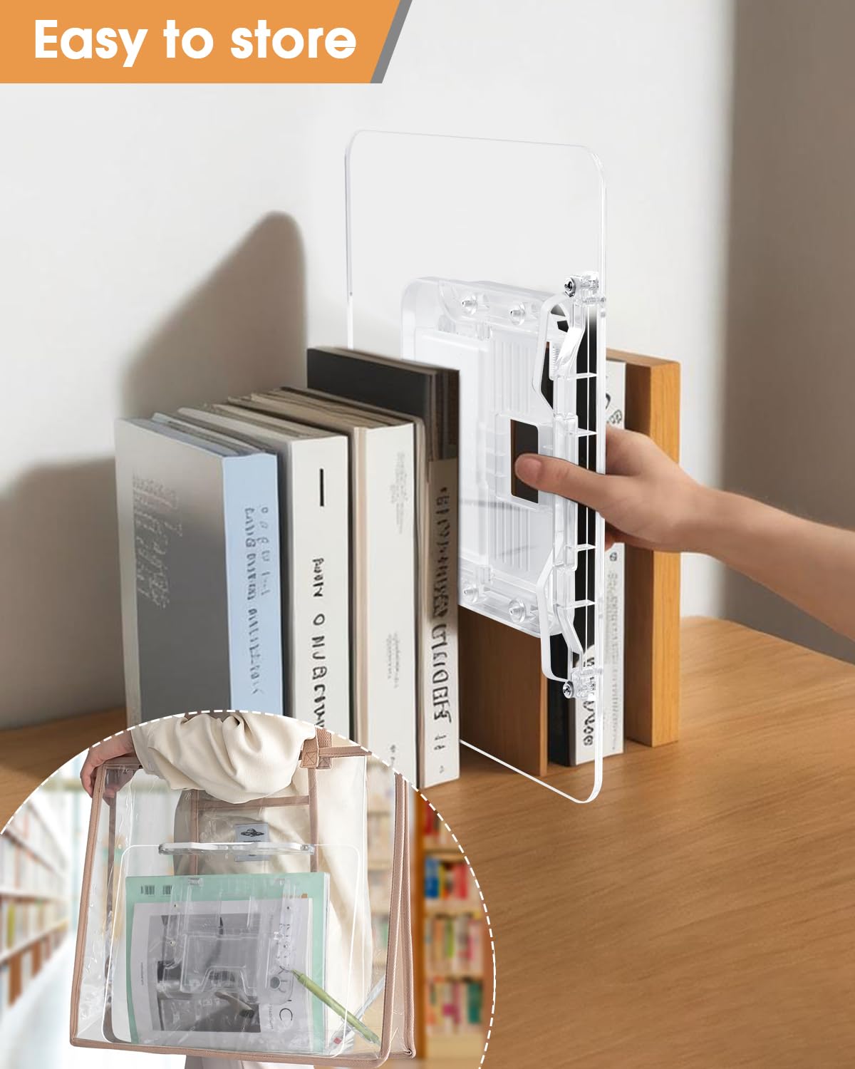 Acrylic Book Stand for Reading, MSDADA Adjustable Book Holder, Foldable Recipe Cook Book Stand for Kitchen