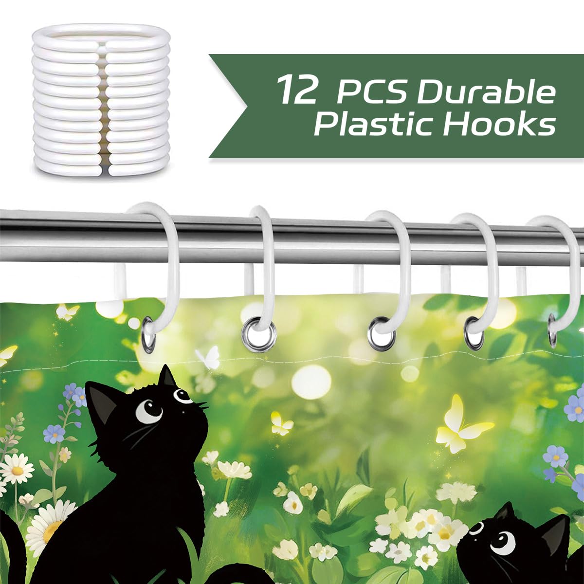 Dazzlewall Funny Cat Shower Curtain for Bathroom Mould & Mildew Resistant