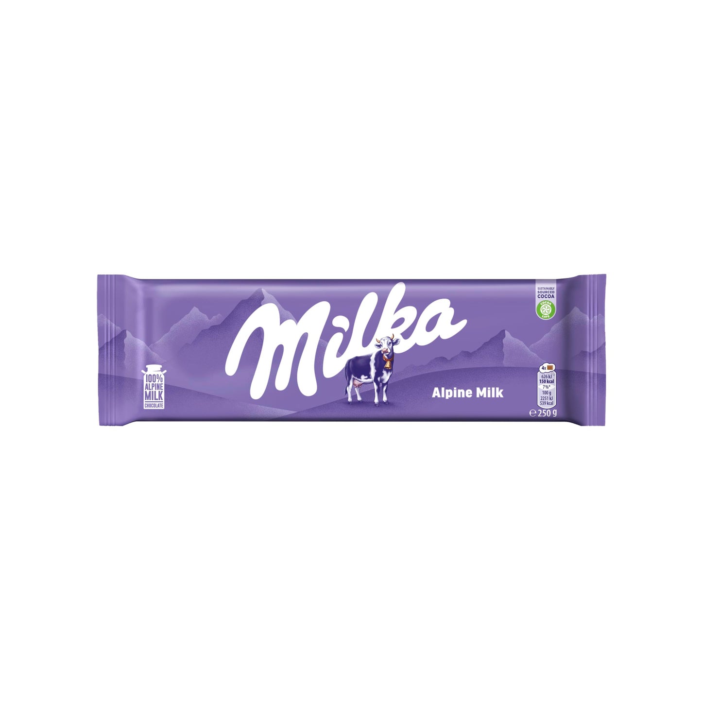 Milka Alpine Milk Chocolate Bars, Smooth and Creamy Chocolate Made with 100% Alpine Milk, Perfect for Sharing, 250 g (Pack of 17)