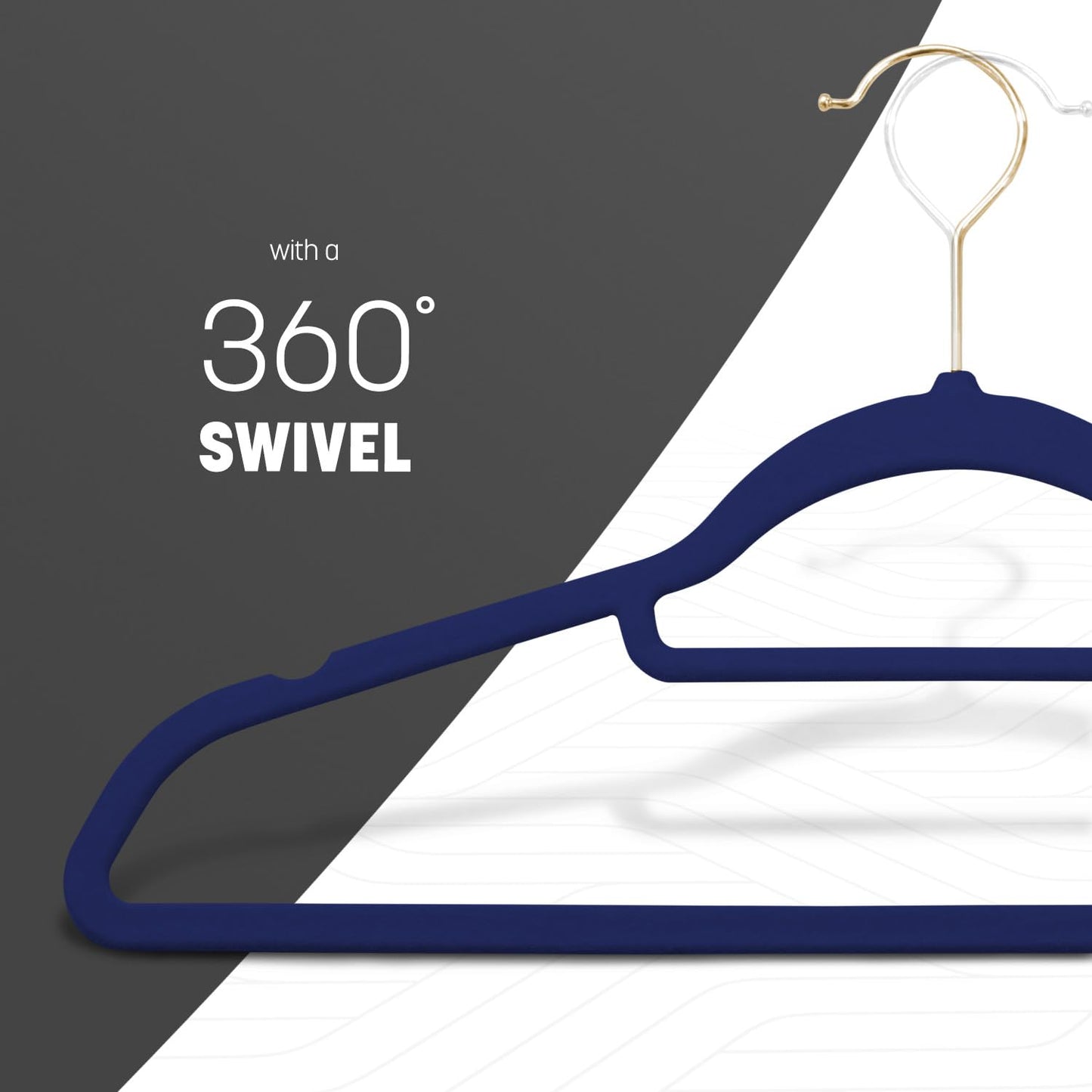 KEPLIN Velvet Hangers 20 Pack (41.5cm) - Non-Slip Clothes Coat hangers with Tie Bar and 360 Degree Hook for Home Storage Durable