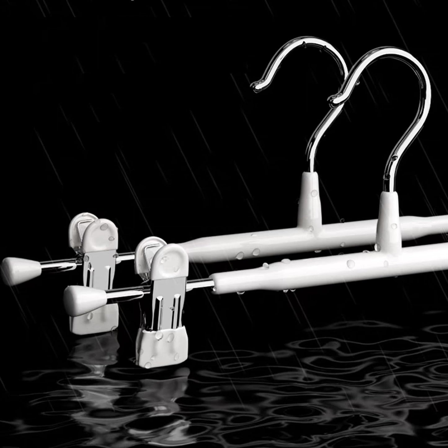 8Pack Trouser Hangers -Skirt Hangers with Adjustable Non Slip Clips Strong Chrome- Space Saving Pant Hangers,Heavy Duty Metal Hangers for Shorts