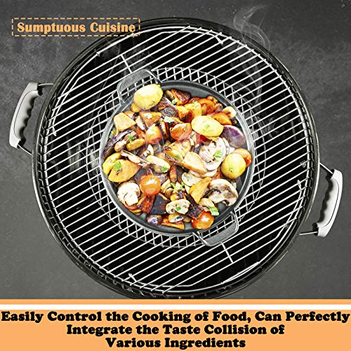 GFTIME 30.9CM Round Griddle for Weber 57CM Charcoal Grills, Weber Gourmet BBQ System, Cast Iron Charcoal Grill Griddle BBQ Replacement Part for Weber