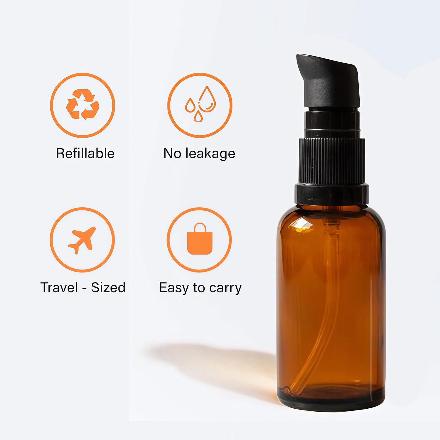 TUPANDY 3PCS 100ml/3.3oz Amber Glass Lotion Bottles Empty Refillable Cosmetic Makeup Travel Size Pump Dispenser Container Jars for Aromatherapy