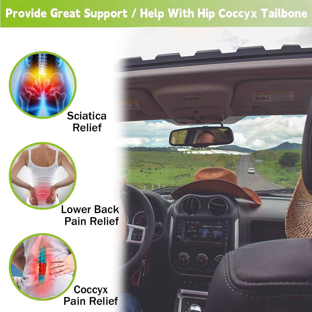 Accmuzzy Car Seat Cushion,Memory Foam Adult Car Booster Seat,Car Seat Cushions for Driving,Soft Comfort Car Seat Cushion for Height,Car Booster Seat