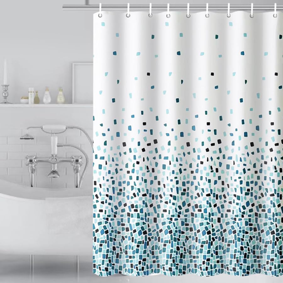 Tennove Shower Curtain 180x200cm Mildew Resistant Waterproof Polyester Bathroom Shower Curtain Liner Long Washable Decorative Bath Curtain with Hooks,