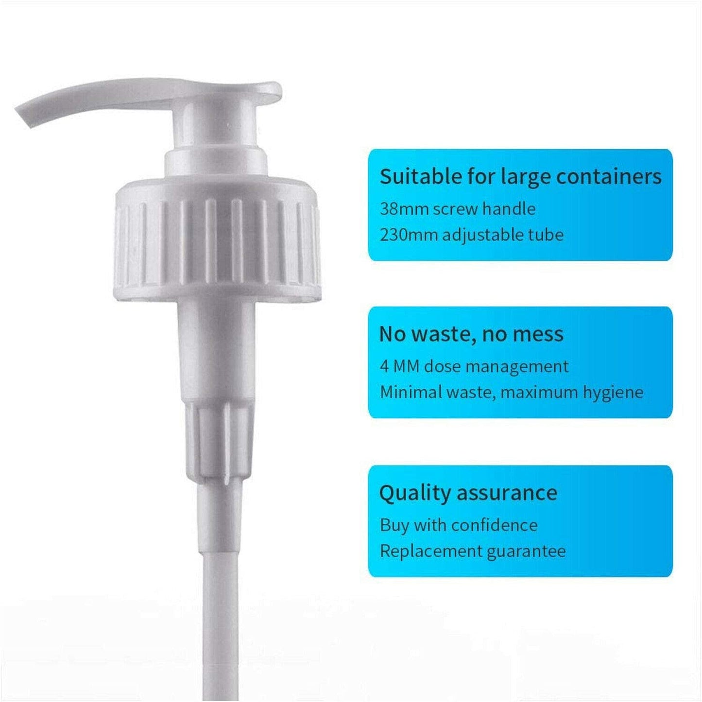 5L Pelican Pump Dispenser 5 Litre Container 38MM Screw Top 5 ML Dose Ideal for Hand Sanitizer, Soap, Shampoo. Includes Tube With Twist Lock