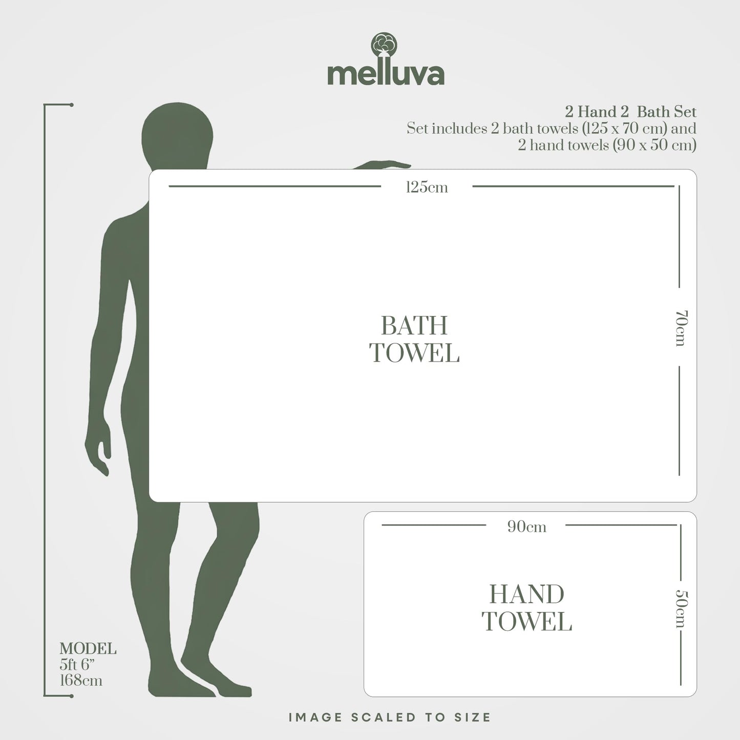 MELLUVA Large Bath Towels | Set of 4 | 100% Turkish Cotton | Highly Absorbent 600GSM | Soft Plush Luxury Towel Set | 2 Bath Towels 2 Hand Towels