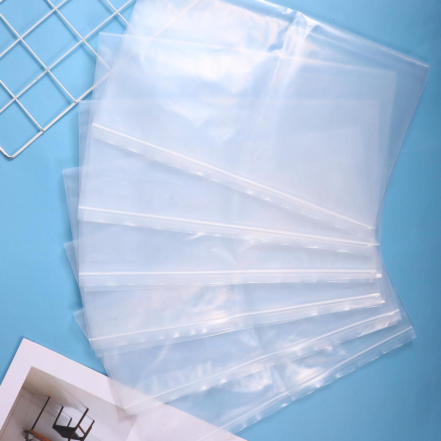 15PCS Large Ziplock Bags Clear Plastic Clothes Storage Bags, 40x50cm