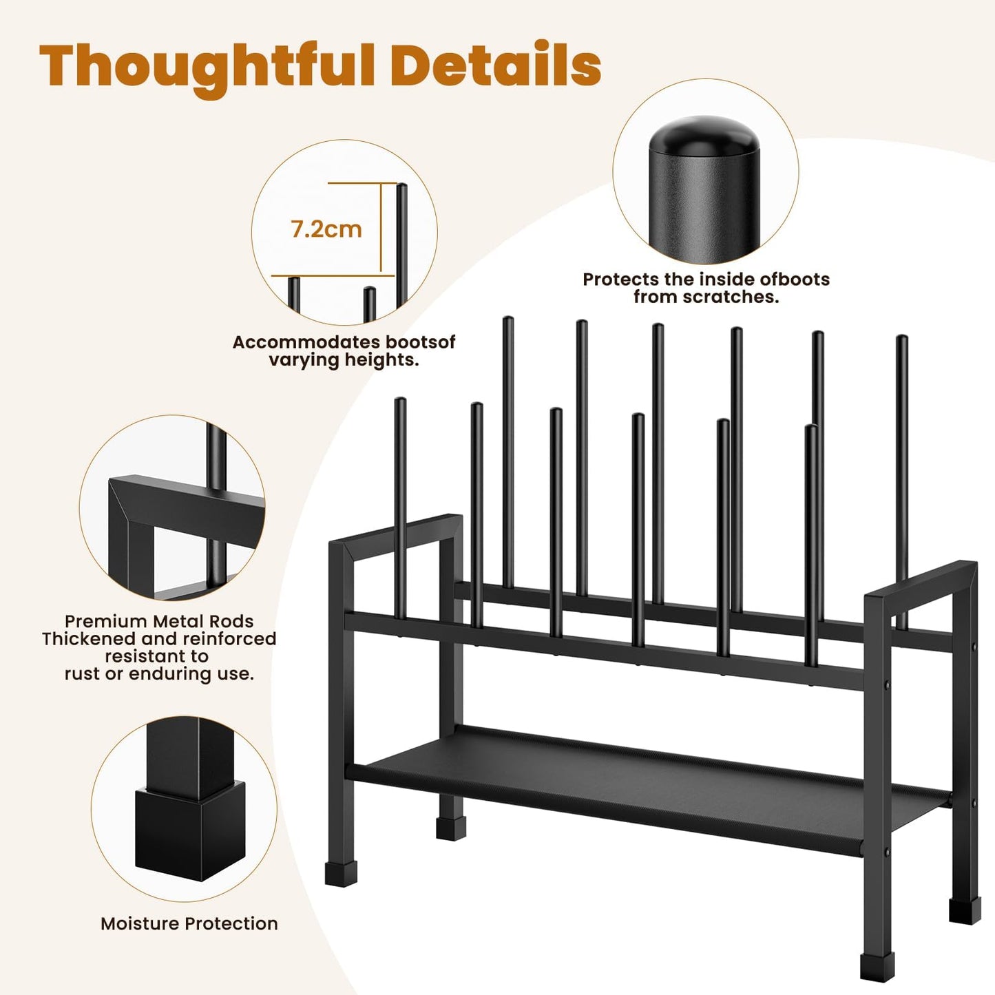 Mavivegue 2-in-1 Boot Rack & Shoe Rack,2-Tier Detachable Standing Shoe Rack