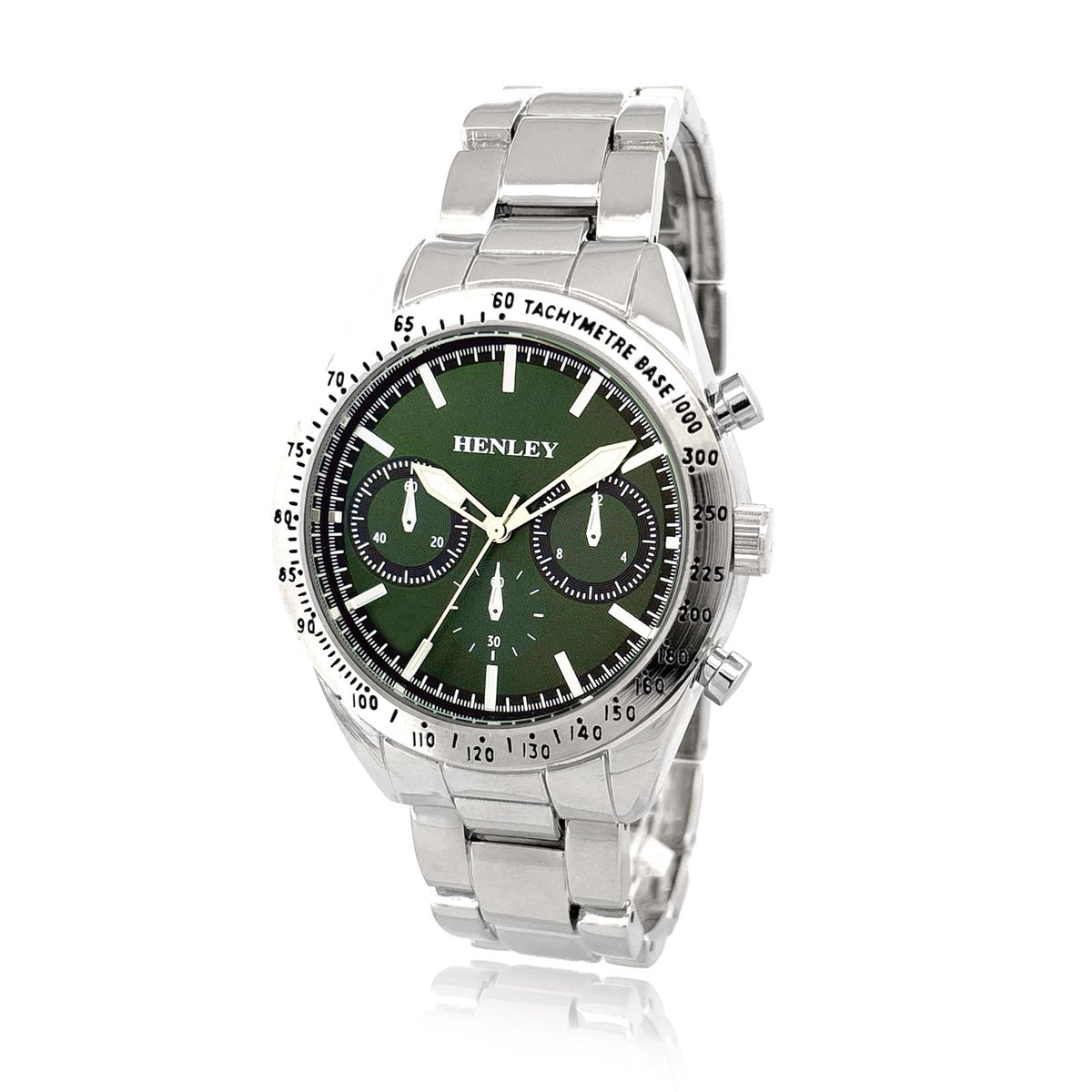 Henley Mens Fashion Round Case Multi Eye Dial Silver Plated Bracelet Watch H04001
