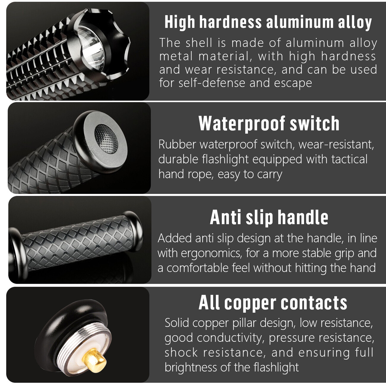 (2 Pack)3-Modes USB Rechargeable LED Flashlight Hiking Security Torch Camping Outdoor Flashlight Set