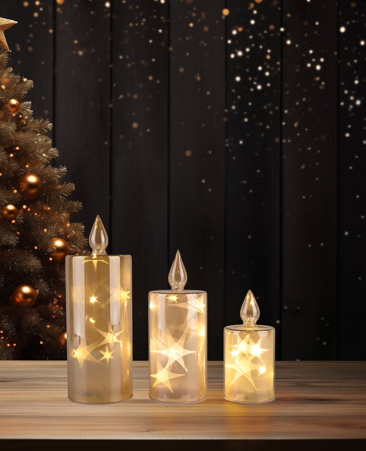 Candle with Star Reflection ? Set of 3